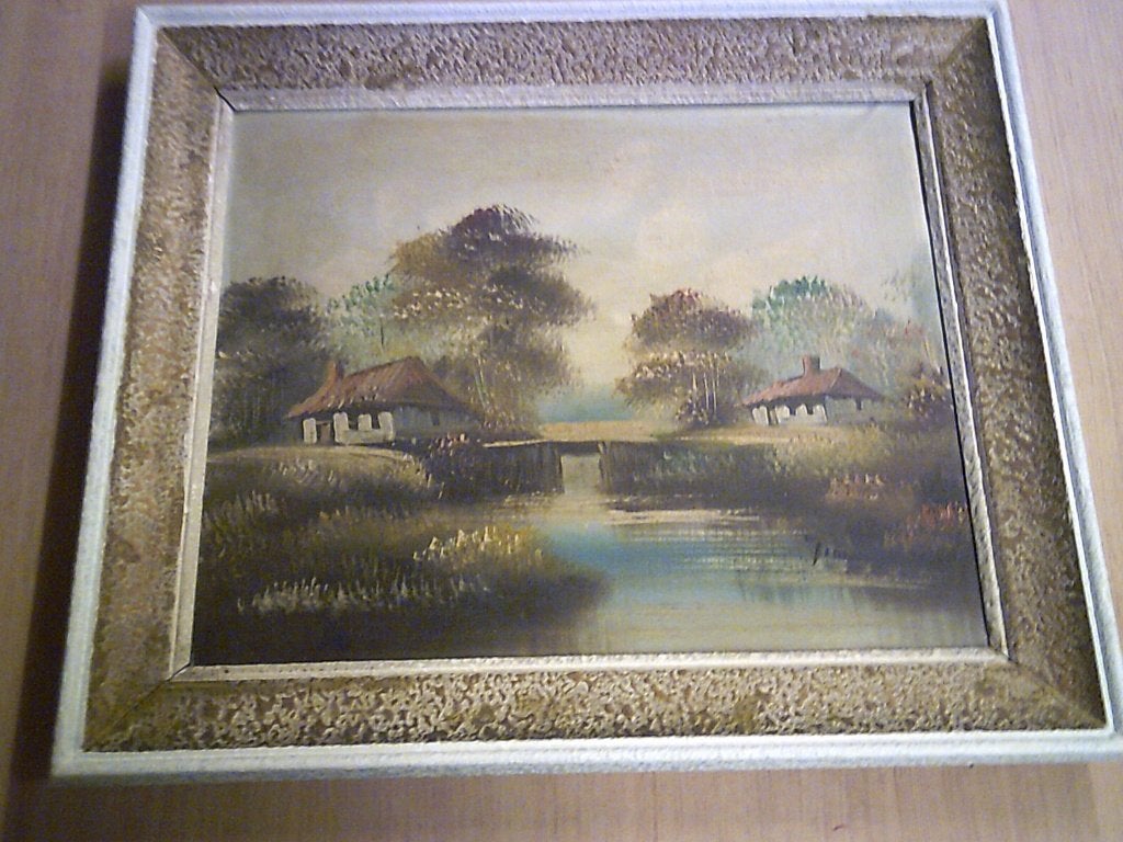 Peinture signée, Peinture à l'huile, Paysage, Signé, Enlèvement