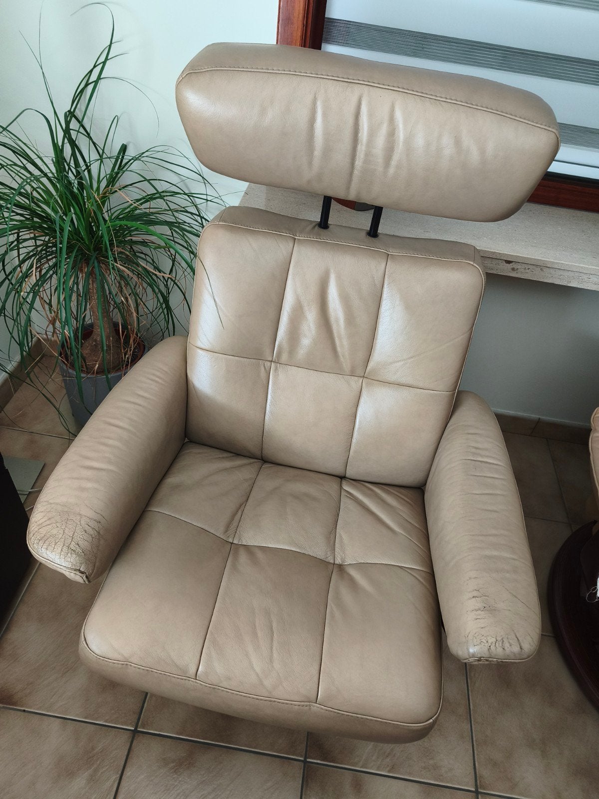 relaxzetel bruin, Ophalen, Gebruikt, Leer
