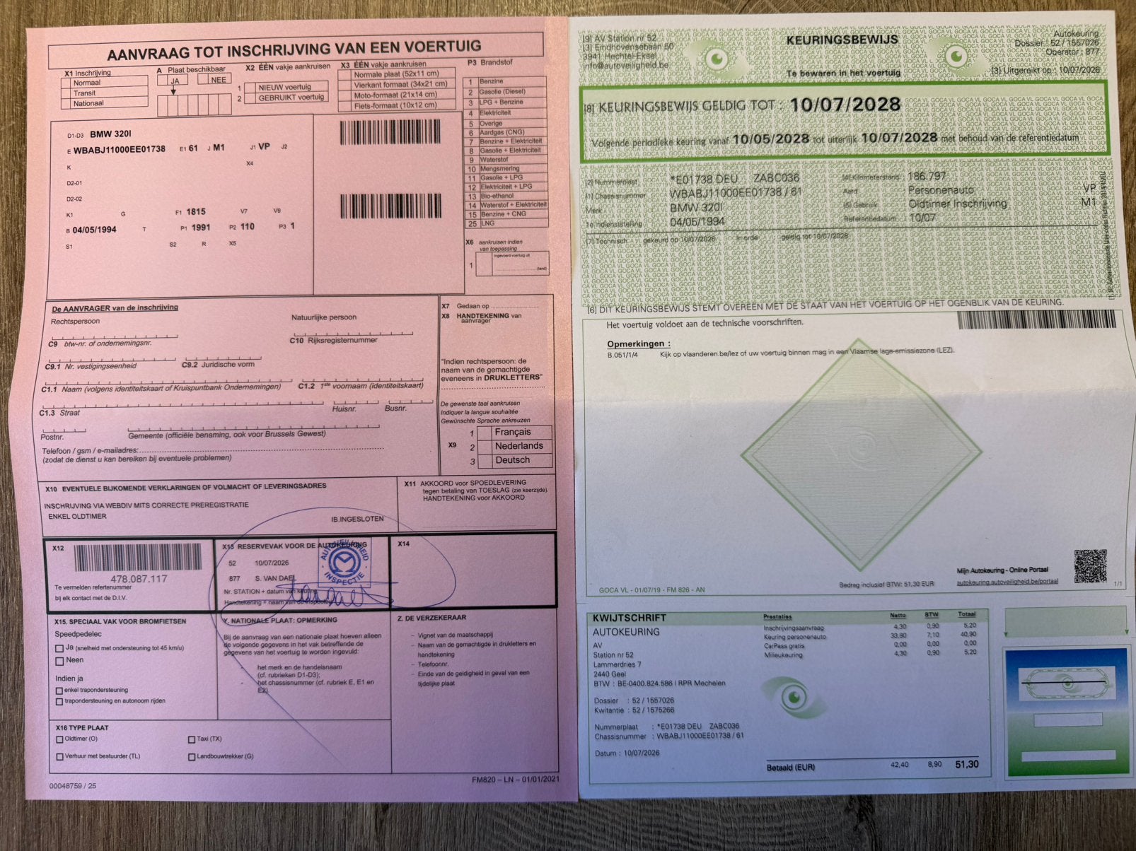 BMW 320i E36 Cabrio Oldtimer/Sportstoelen/BLANCO GEKEURD, https://public.car-pass.be/vhr/f748b342-5cc7-47b4-8dfd-0928c51f617a