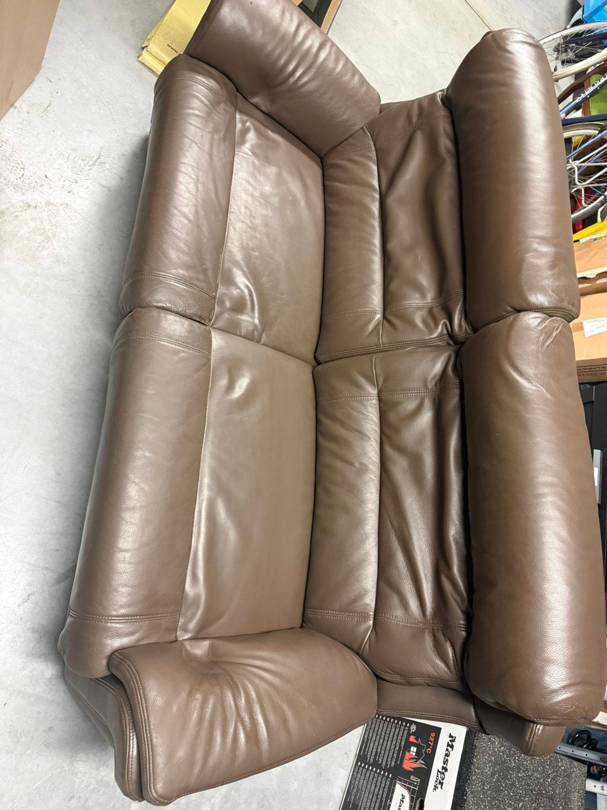 1*2-zits en 2*1-zits bruine fauteuil van imitatieleer, Ophalen, Gebruikt