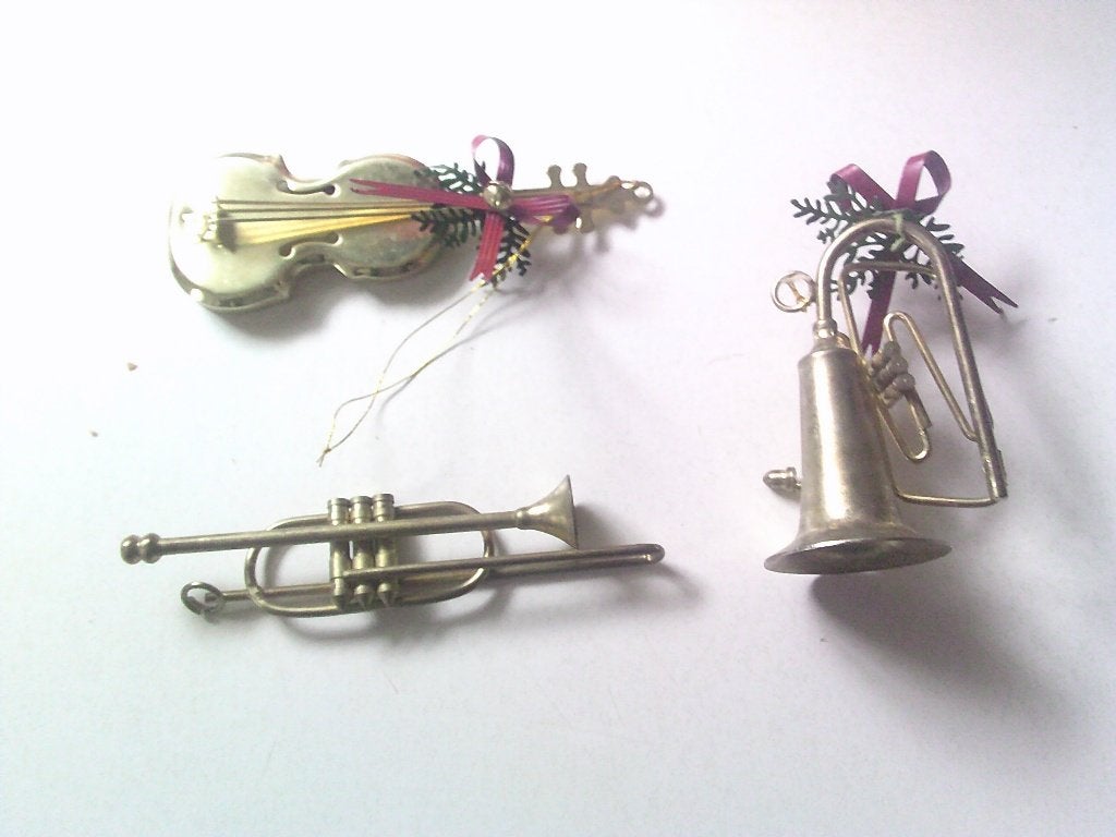 3 muziek instrumenten voor in kerstboom in  koper, Ophalen, Zo goed als nieuw, Instrument