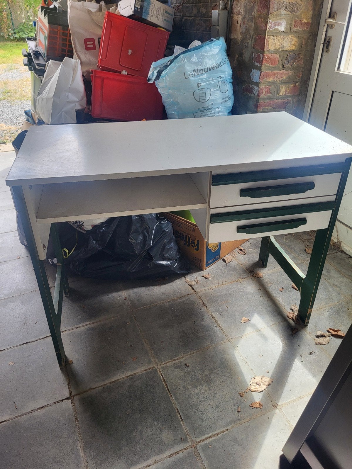 Vintage kinderbureau uit de jaren 70., Huis en Inrichting, Bureaus, Gebruikt, Kinderbureau, Vintage, Groen, Ophalen
