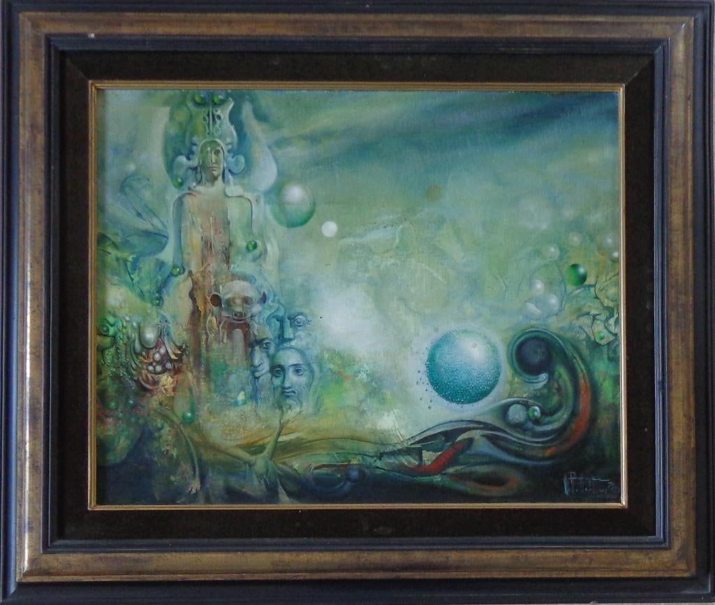 ROGER VAN BELLEGHEM / STANDBEELD / OLIEVERF DOEK / 64x75cm, Enlèvement, Signé, Peinture à l'huile