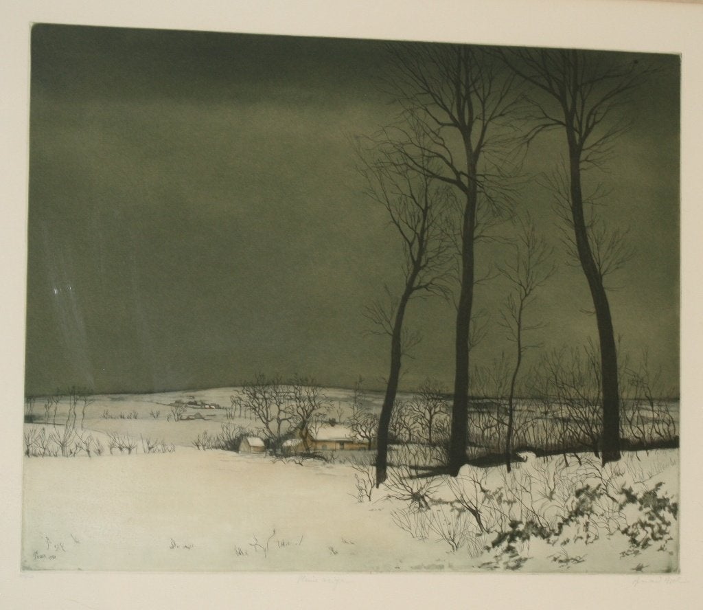Armand Apol (1879-1950) na Leo Piron (1899-1962) ETS, Antiek en Kunst, Ophalen, Landschap, Ets, Gesigneerd