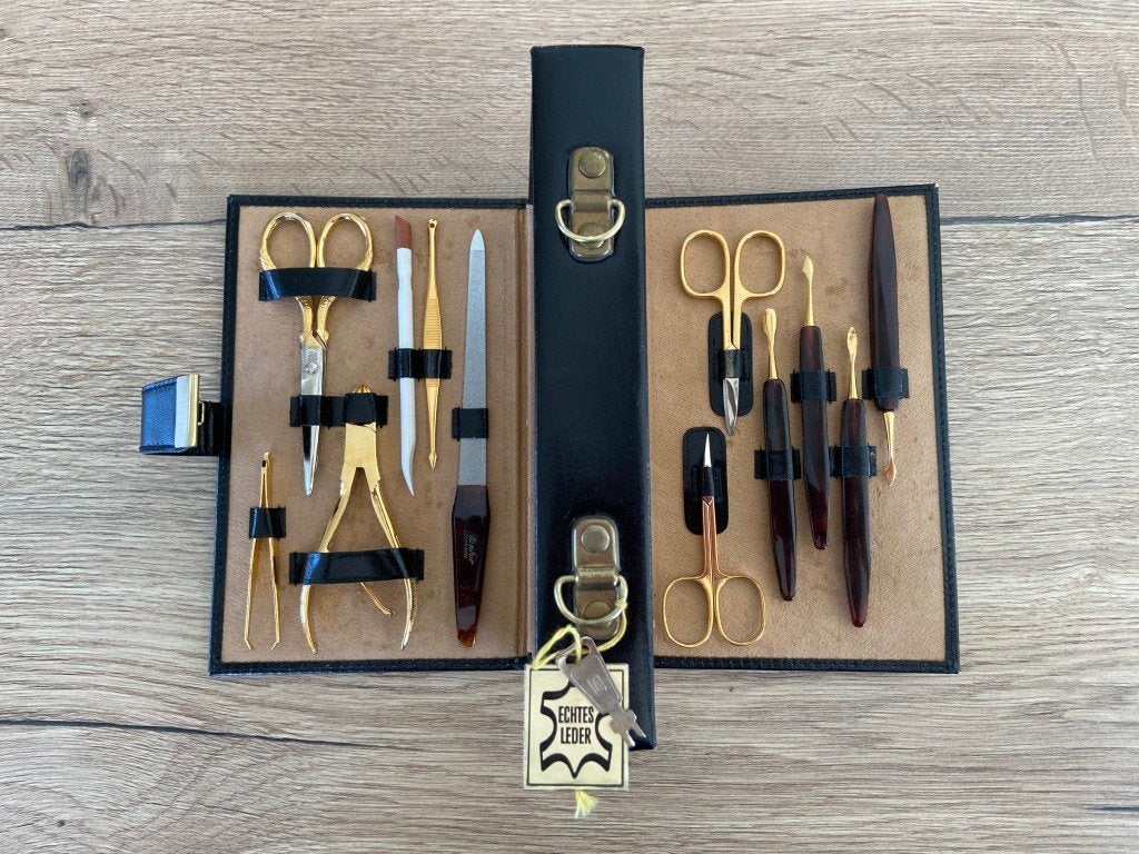 Uniek luxe lederen pedicure setje, Ophalen of Verzenden, Zo goed als nieuw, Overige typen