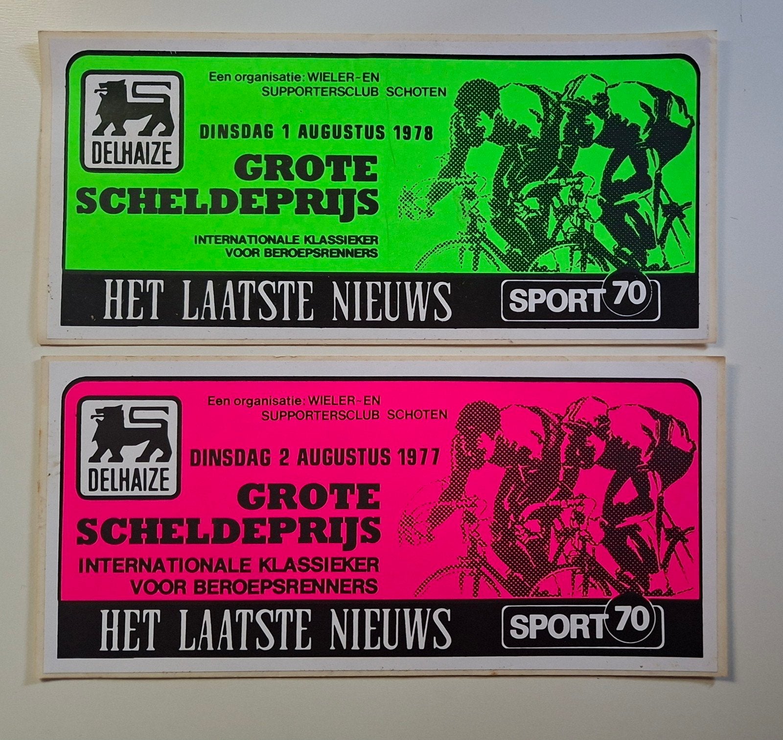 2 autocollants Scheldeprijs Cycling 1977 1978, Enlèvement ou Envoi, Comme neuf, Sport