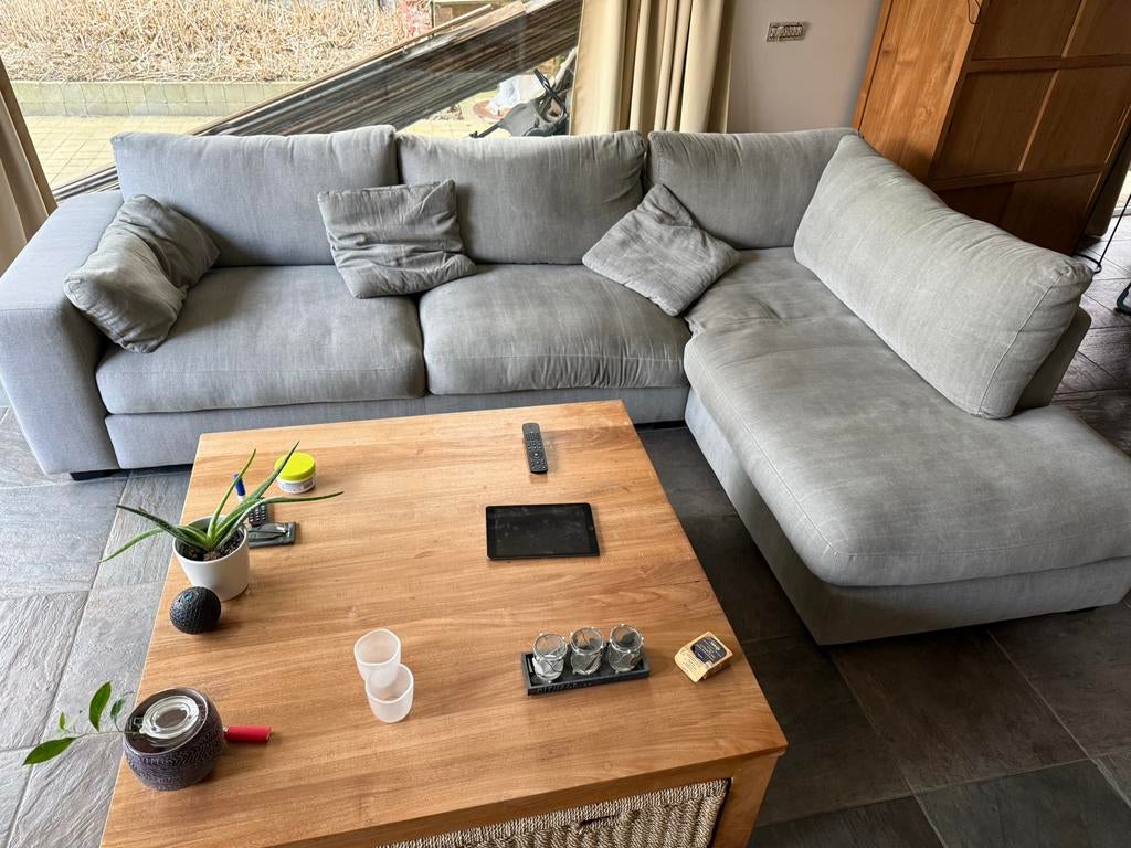 Licht grijze salon, Huis en Inrichting, Ophalen, Zo goed als nieuw, Stof, Moderne