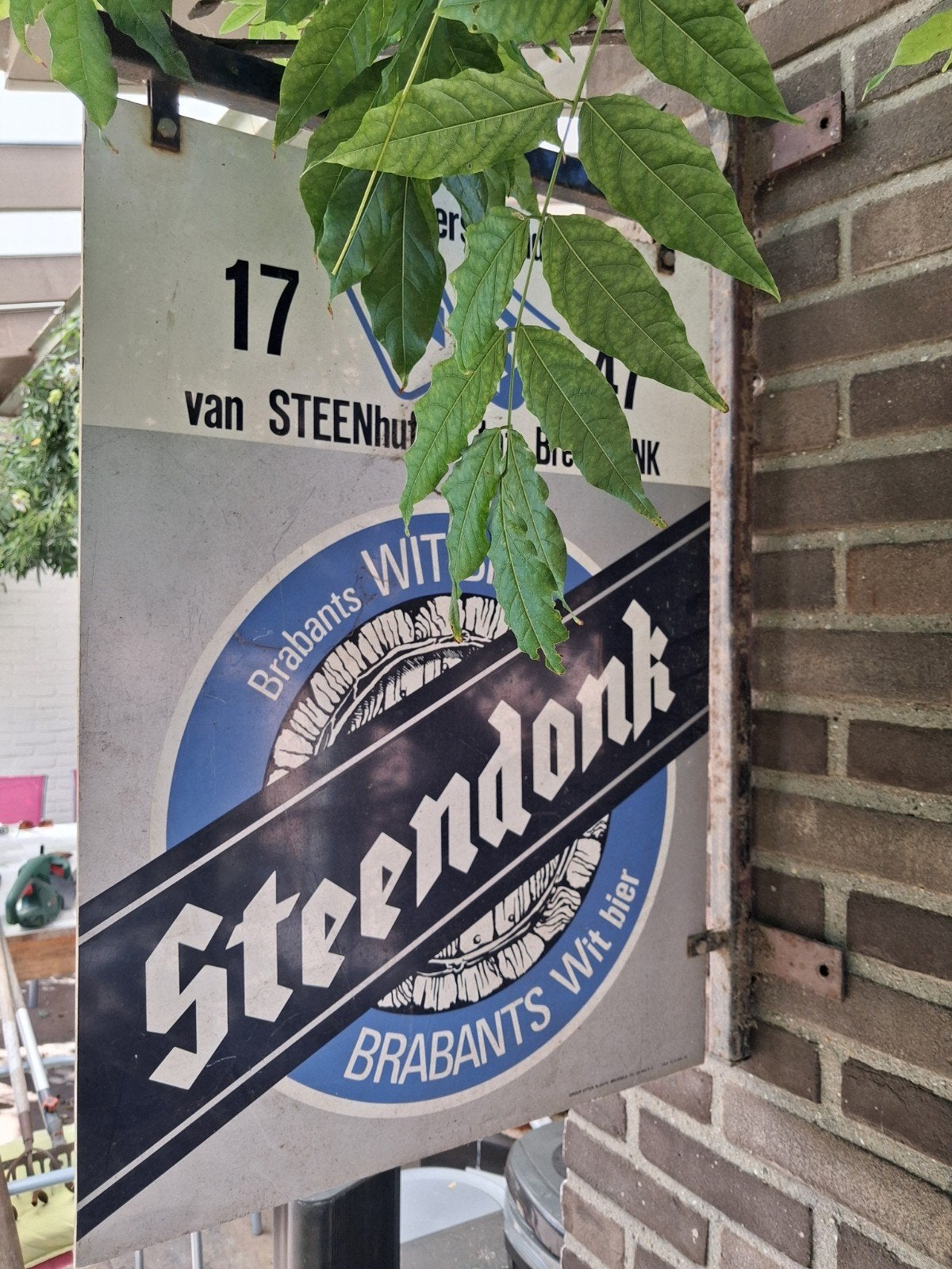 ancien panneau publicitaire de bière en métal, Collections, Enlèvement, Utilisé, Panneau publicitaire