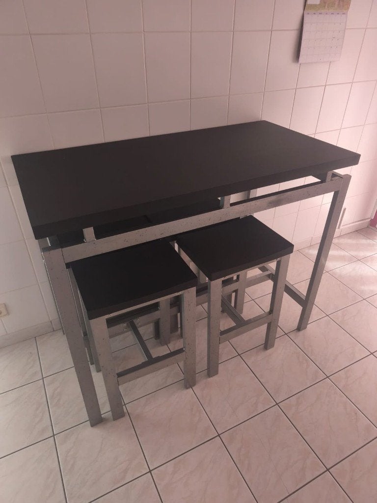 Keukentafel met 4 stoeltjes, Ophalen, Gebruikt, Vier personen, Rechthoekig
