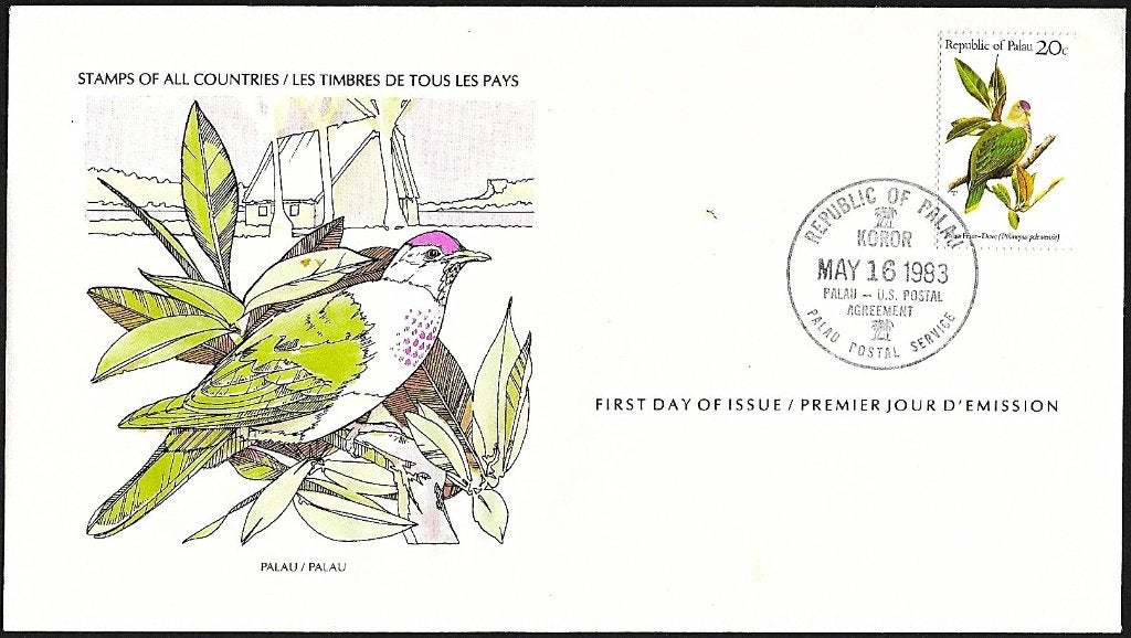 1983 - PALAU - FDC Oiseaux [Y&T 5] + KOROR, Envoi, Non oblitéré