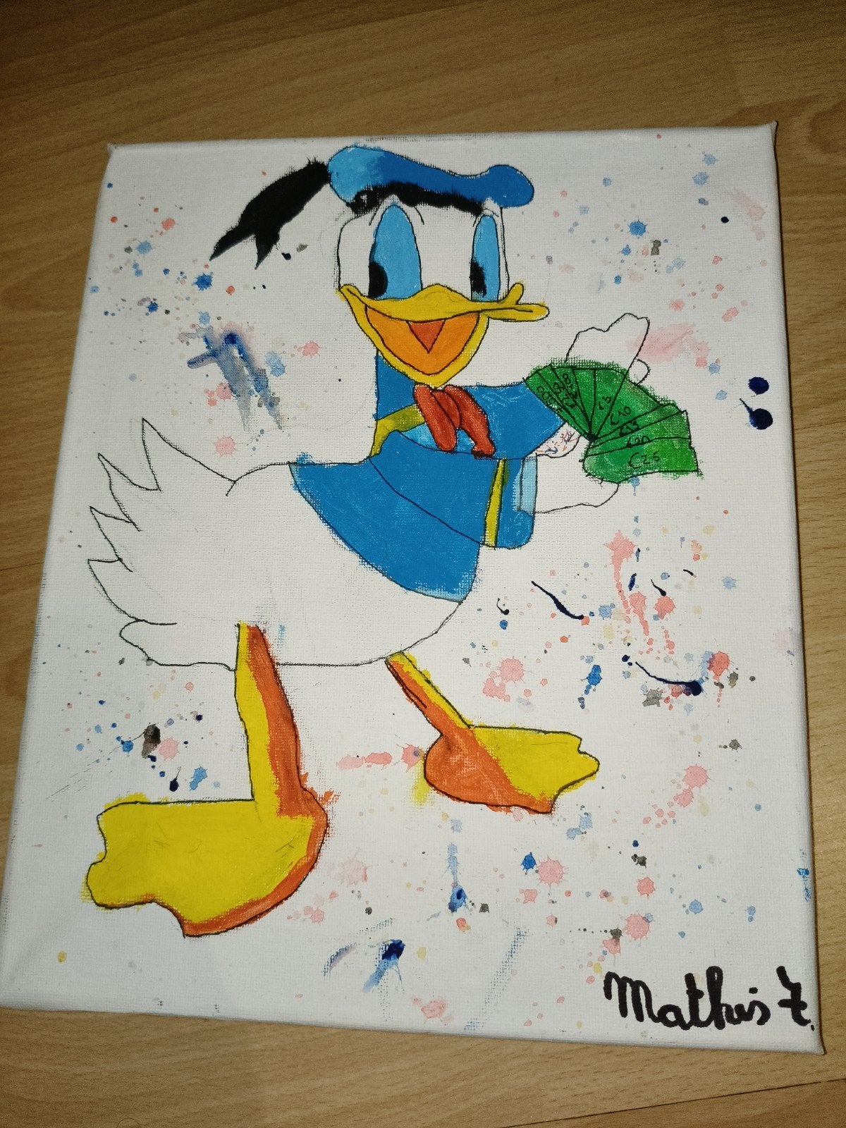 Donald duck schilderij, Antiek en Kunst, Kunst | Schilderijen | Klassiek, Ophalen, Acrylverf, Doek, Portret of Personen