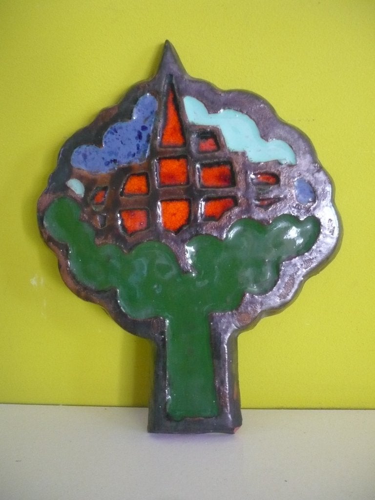 mooi vintage stuk keramiek wandecoratie perignem, Antiek en Kunst, Antiek | Keramiek en Aardewerk, Ophalen of Verzenden
