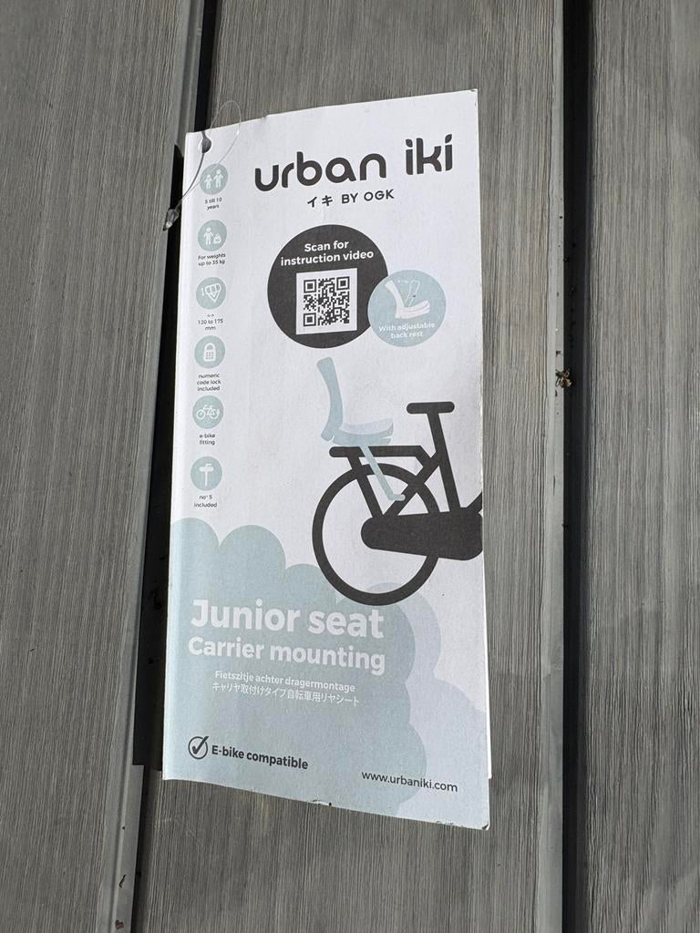 Urban iki fietszitje achter dragermontage, Fietsen en Brommers, Ophalen, Achterzitje, 15 t/m 36 kg, Gebruikt