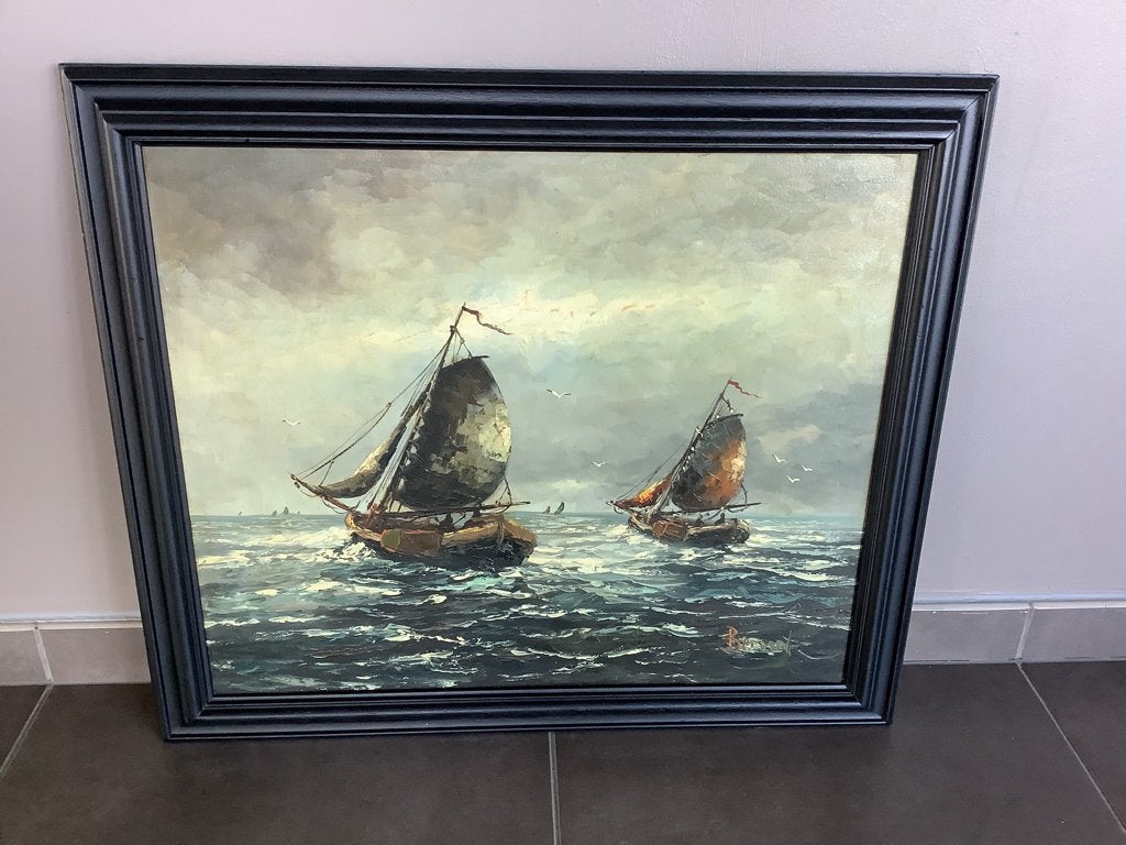 Tableau ancien signé artiste   hollandais authentique, Enlèvement