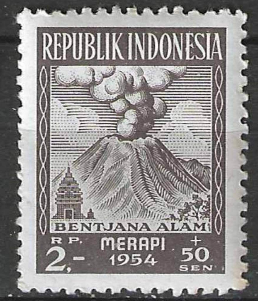 Indonésie 1954 - Yvert 79 - Éruption du volcan Merapi (PF), Envoi, Non oblitéré