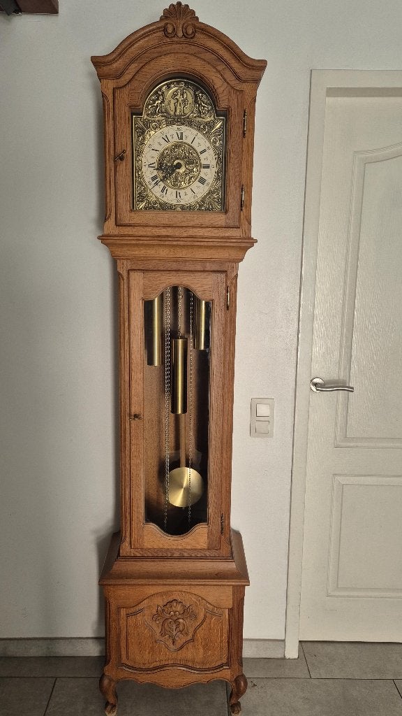 Mooie klok "Tempus" H = 2m 09 cm, staat werkt perfect =>, Antiek en Kunst, Ophalen