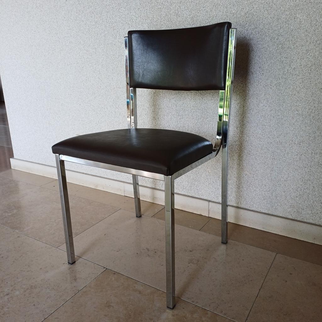 Chaises de cuisine, pieds chromés, revêtement en skaï, Maison & Meubles, Chaises, Enlèvement