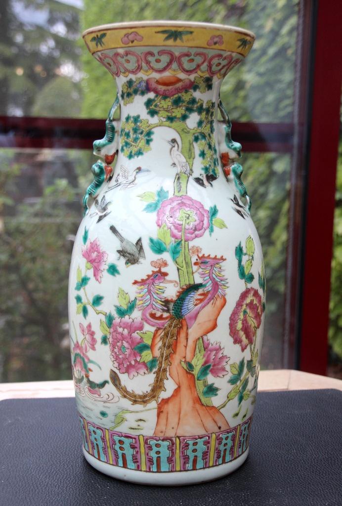 porseleinen Chinese vaas pauw vogel bloemen 19de eeuw, Antiek en Kunst, Antiek | Porselein, Ophalen