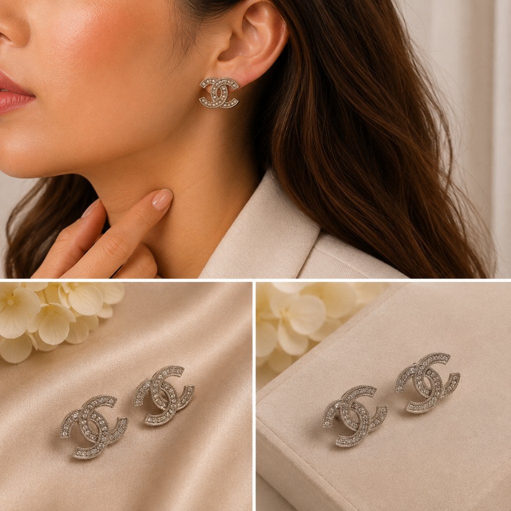 Boucles d'oreilles boutonnées élégantes en or/argent avec, Bijoux, Sacs & Beauté, Boucles d'oreilles, Avec pierre précieuse, Argent