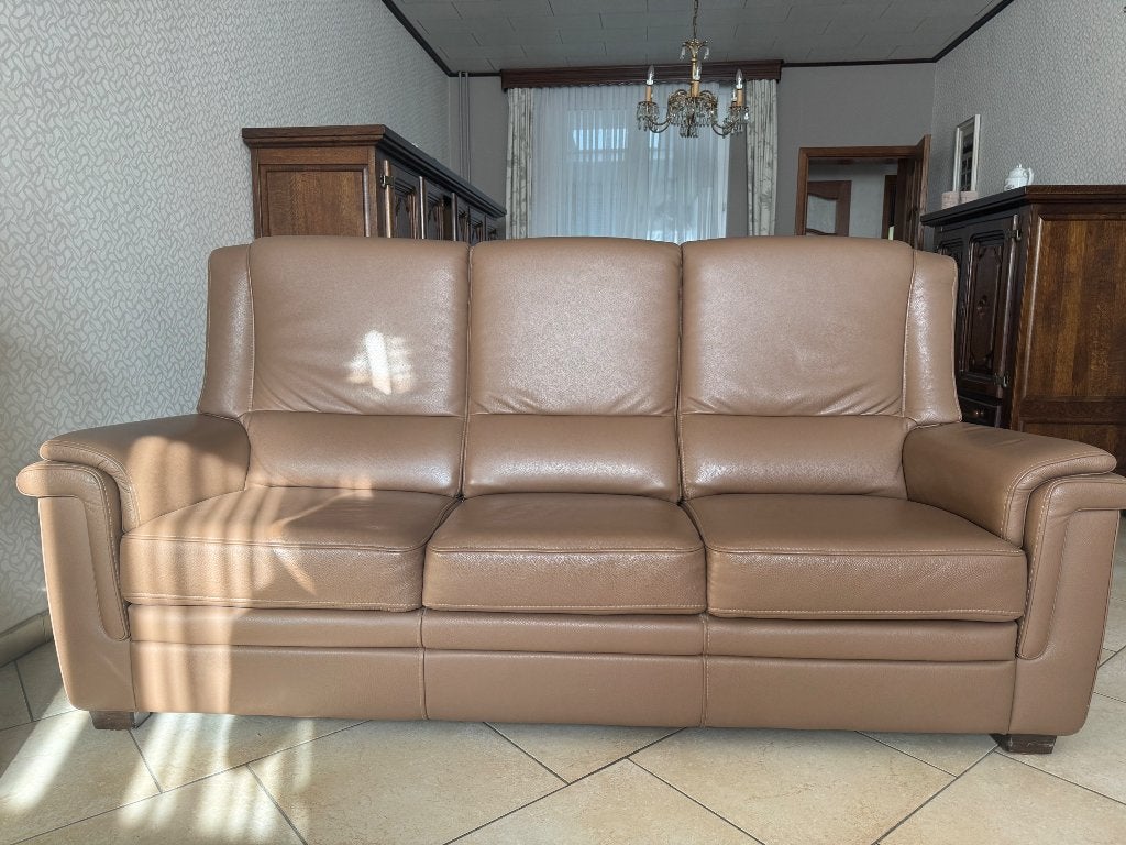 Ensemble salon cuir : canapé 3 places + fauteuil 1 place, Huis en Inrichting, Zetels | Zetels, Ophalen, Classique / traditionnel
