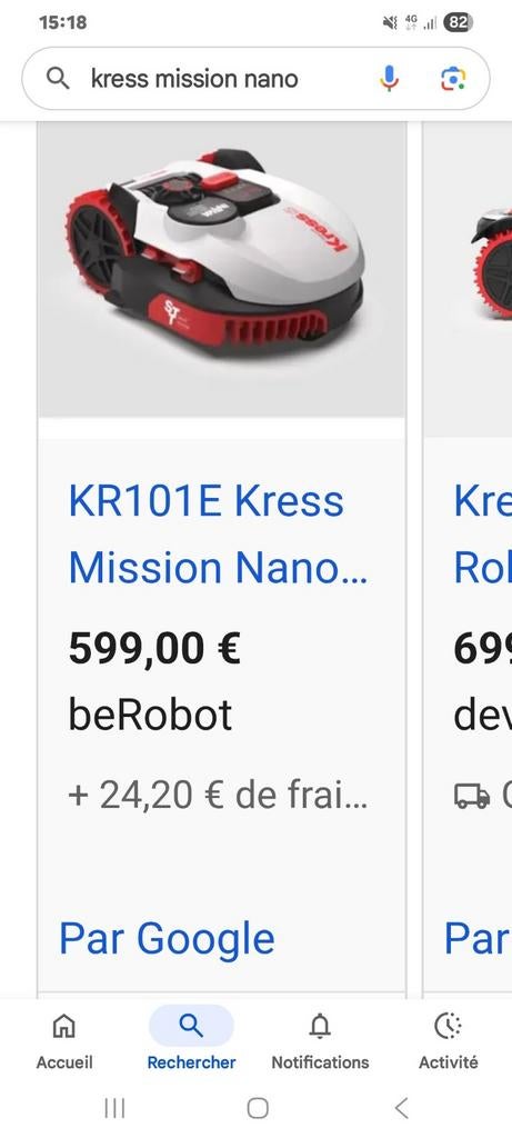 Robot tondeuse Kress, Ophalen