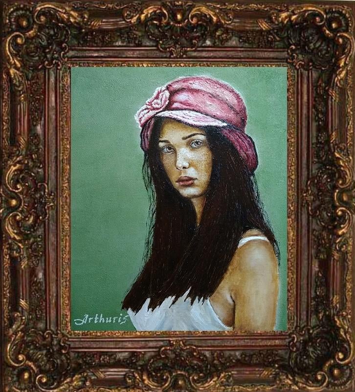 "Portret van een jong meisje"  Schilderij, Antiek en Kunst, Verzenden