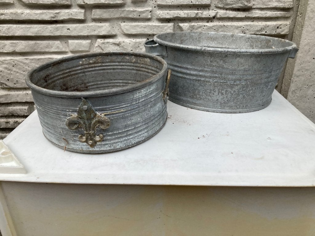 Zinken bloembakjes, Tuin en Terras, Ophalen of Verzenden, Zo goed als nieuw, Balkon