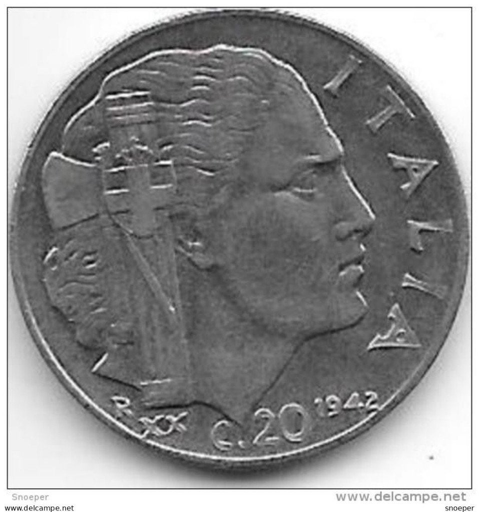 italy 20 centesimi 1942 km 75b magnetic unc, Timbres & Monnaies, Monnaies | Europe | Monnaies non-euro, Envoi, Italie, Monnaie en vrac