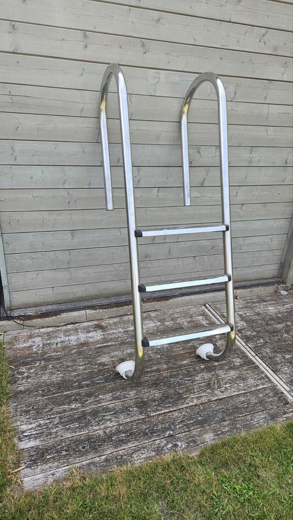 Zwembadladder inox 3 treden, Enlèvement, Utilisé, Échelle