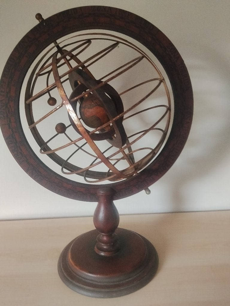 Grande sphère armillaire en bois et métal – 58 cm, Antiquités & Art, Enlèvement ou Envoi