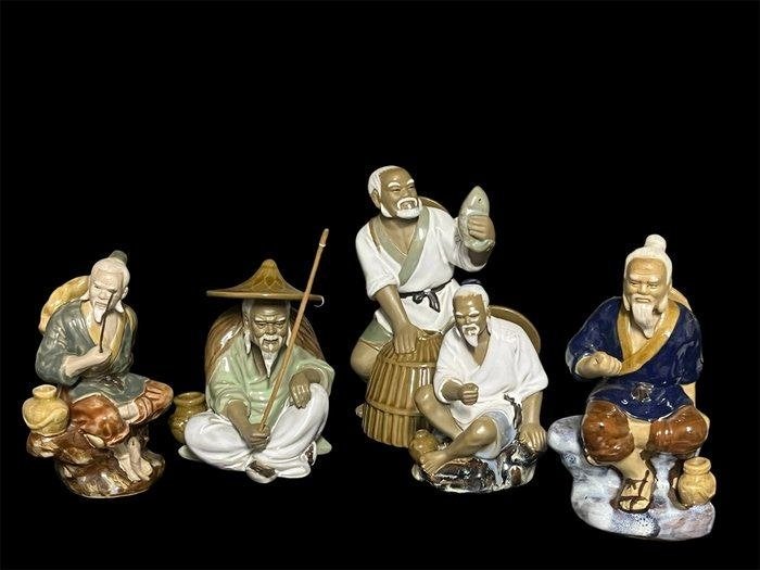 Set van 5 Aziatische keramische beeldjes, Ophalen of Verzenden, Gebruikt