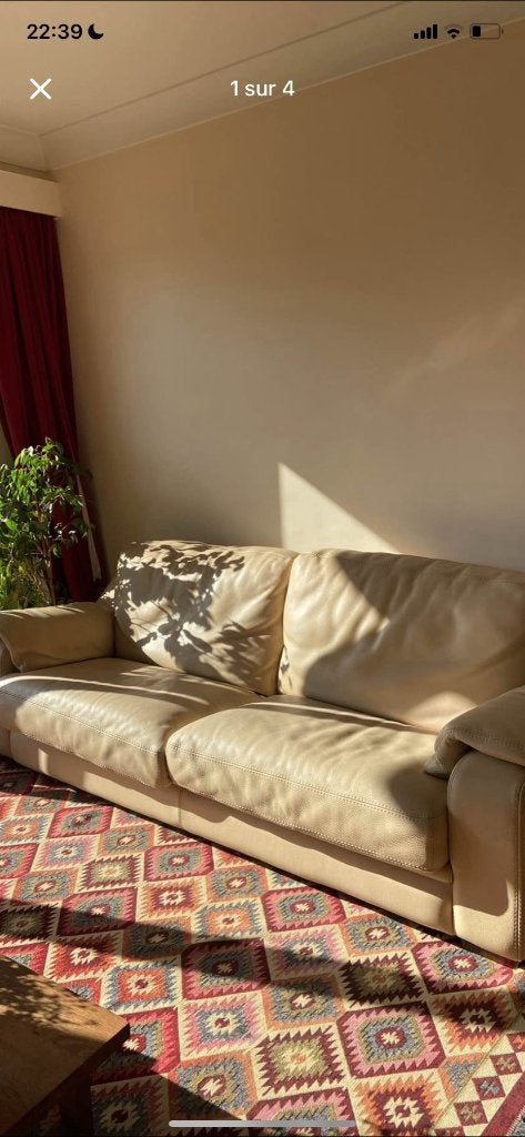 Canapé en cuir 3 places, Maison & Meubles, Trois personnes, Banc droit, Enlèvement, Utilisé