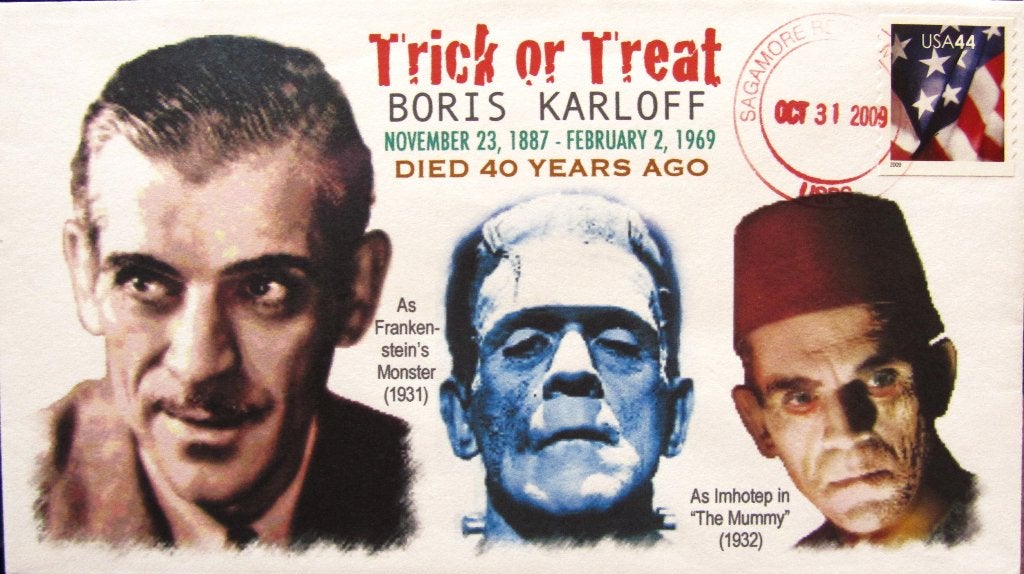 FDC USA- LEGENDS OF AMERIKA- BORIS KARLOFF (FRANKENSTEIN), Ophalen of Verzenden, Gestempeld, Noord-Amerika
