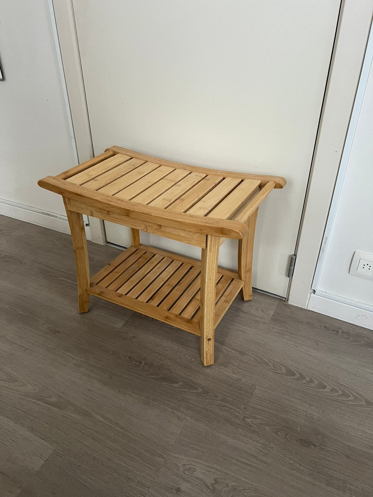 Houten bankje uit bamboe - zo goed als nieuw, Enlèvement ou Envoi, Comme neuf