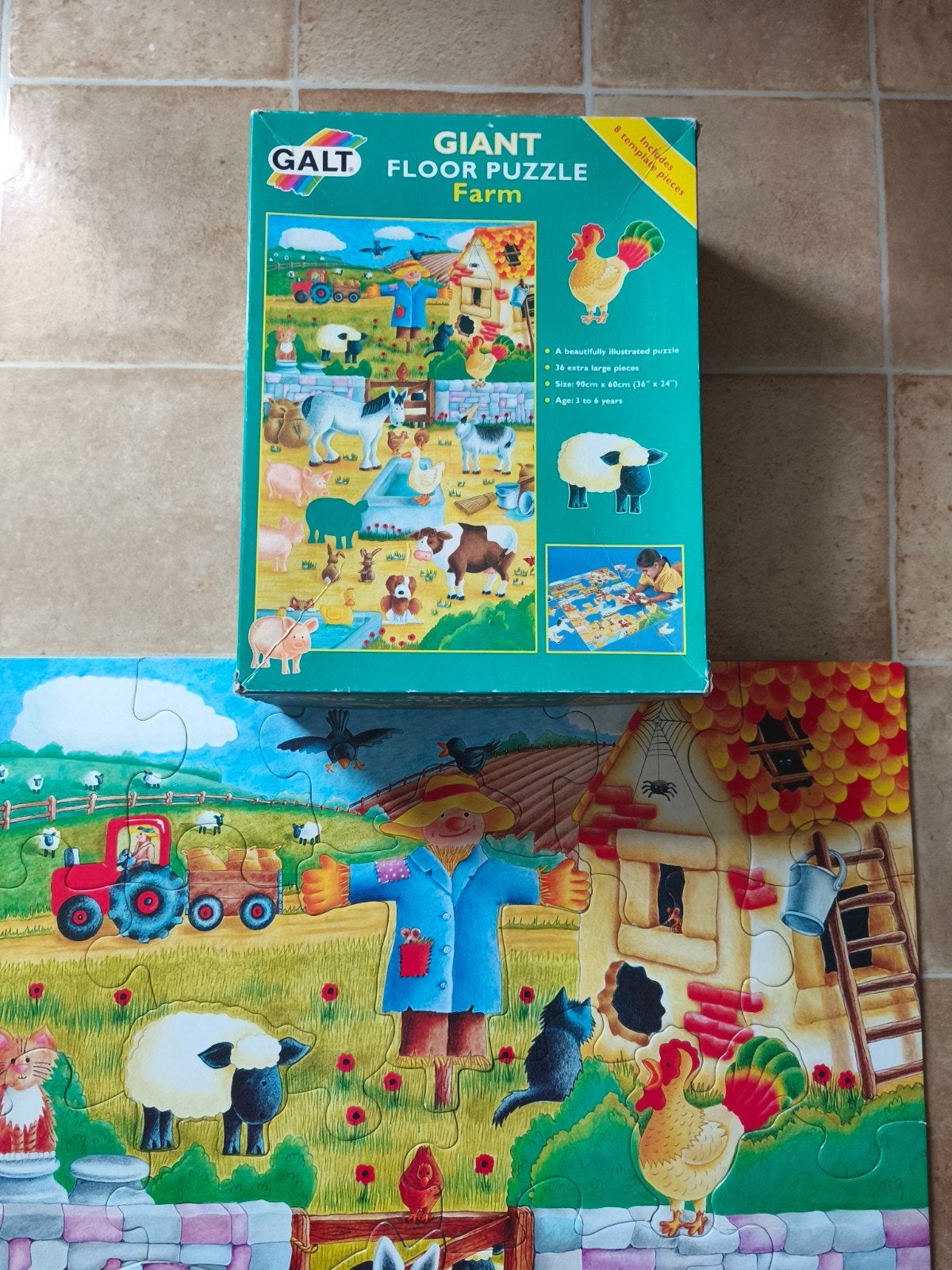 GALT Giant Floor Puzzle Farm met 8 sjablonen, Kinderen en Baby's, Ophalen of Verzenden, 10 tot 50 stukjes, Zo goed als nieuw