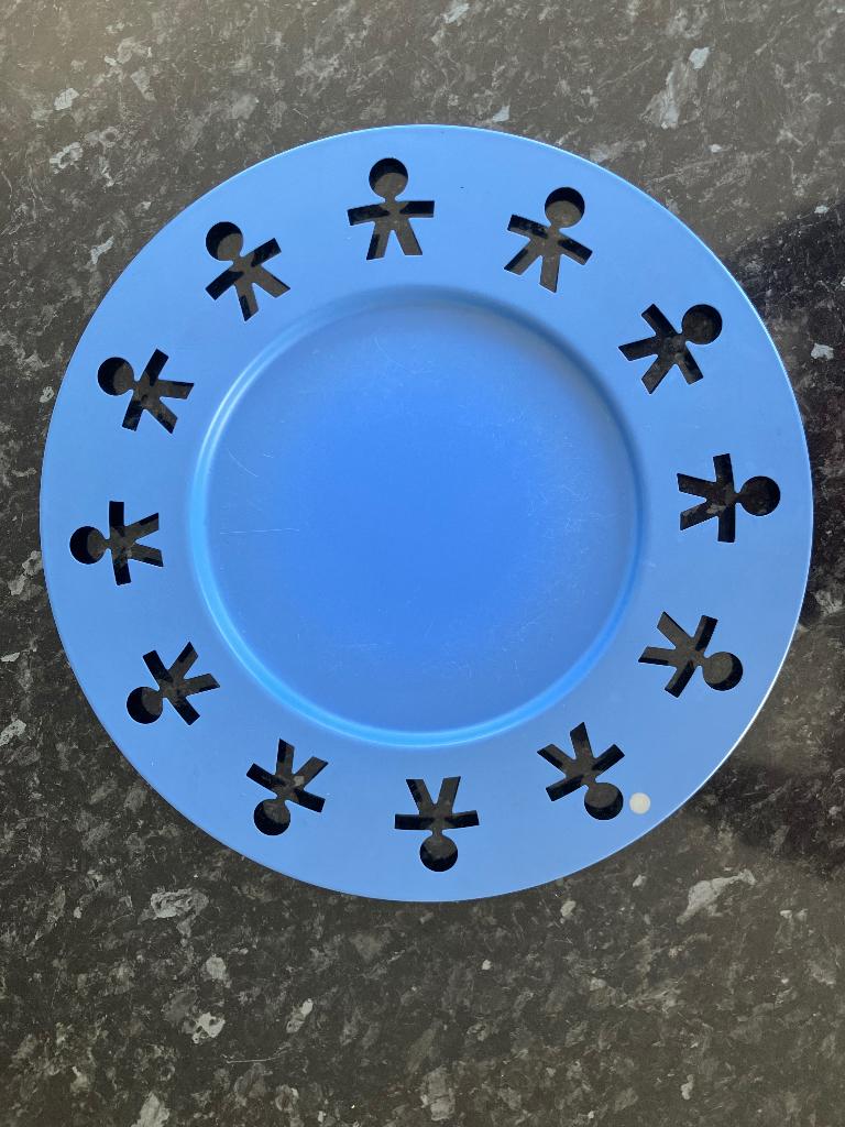 Blauw dienblad Alessi Girotondo, Huis en Inrichting, Woonaccessoires | Dienbladen, Ophalen, Gebruikt, Rond, Overige materialen