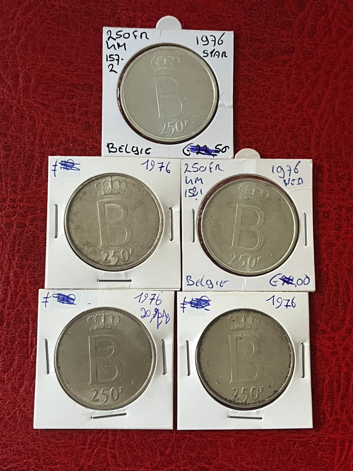 5 x 250 frank belgie zilver, Enlèvement ou Envoi, Argent