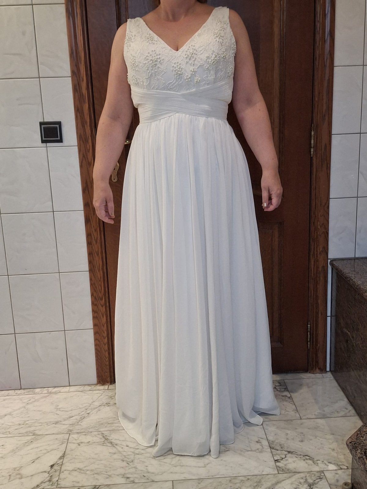 Mooie trouw jurk maat L, Enlèvement, Comme neuf, Blanc, Robe de mariée
