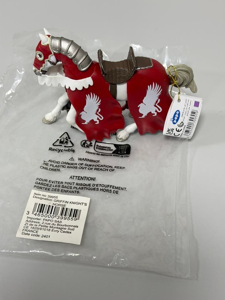 Papo Griffin Knight knight’s Horse 39955 Ridder Paard 13 cm, Ophalen of Verzenden, Nieuw