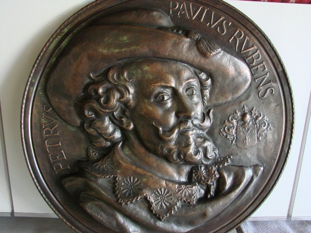 wandplaat brons PP. Rubens jaren 1950, Ophalen, Brons