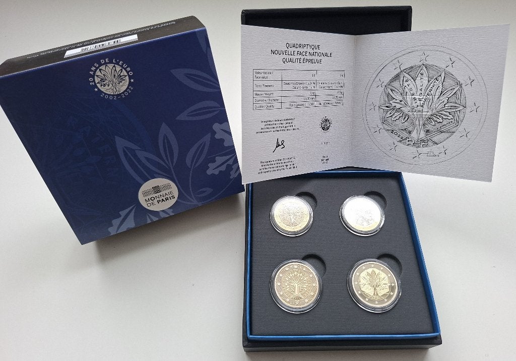 Frankrijk quadriptyque 1 + 2 Euro Proof Set 2021 en 2022, Postzegels en Munten, Munten | Europa | Euromunten, Verzenden, Frankrijk
