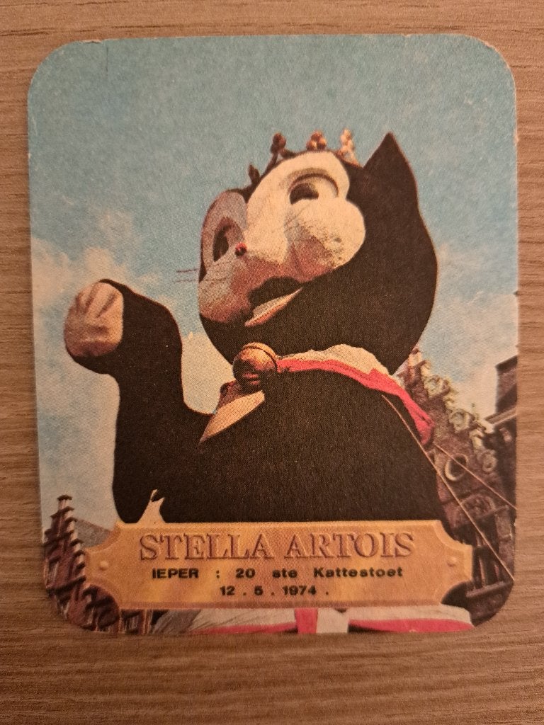 Bierviltje Stella Artois Kattestoet - Ieper - 12/05/1974, Verzamelen, Ophalen of Verzenden, Gebruikt, Overige typen
