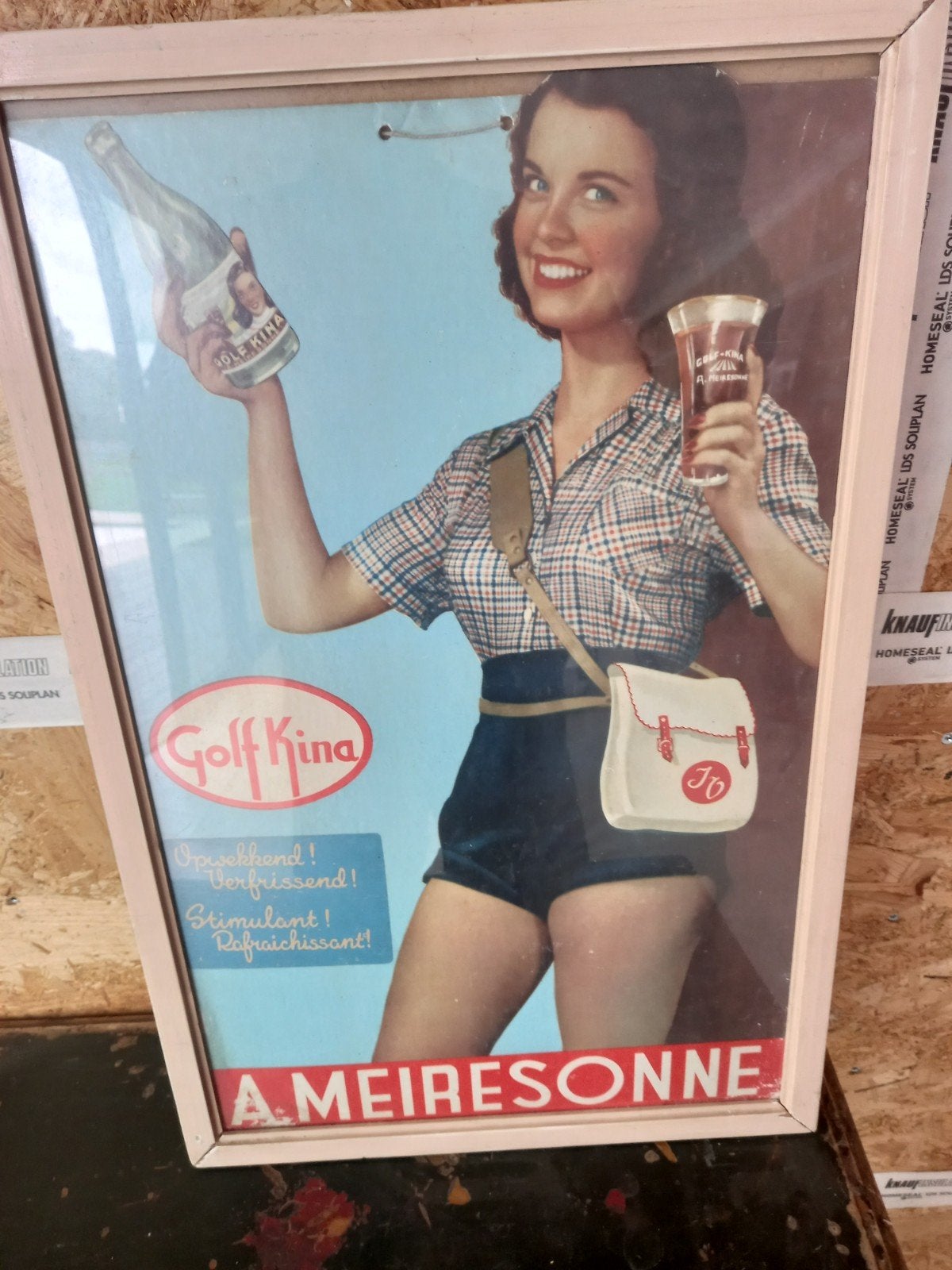 brouwerij Meiresonne kartonnen bord ingelijst, Verzamelen, Ophalen, Gebruikt, Reclamebord