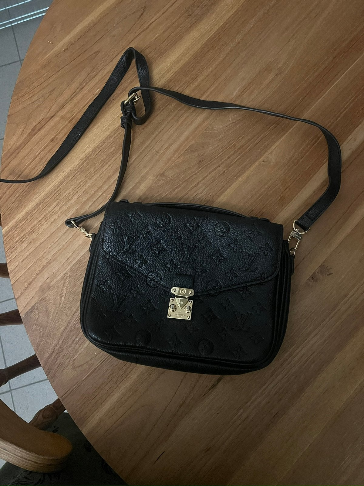 Zwarte leren tas, Ophalen, Zo goed als nieuw, Zwart, Leer