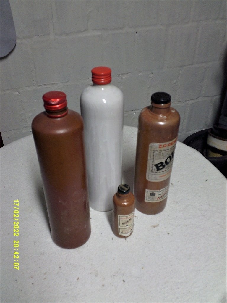 Vintage jeneverflessen, Overige thema's, Overige typen, Ophalen of Verzenden, Bruin