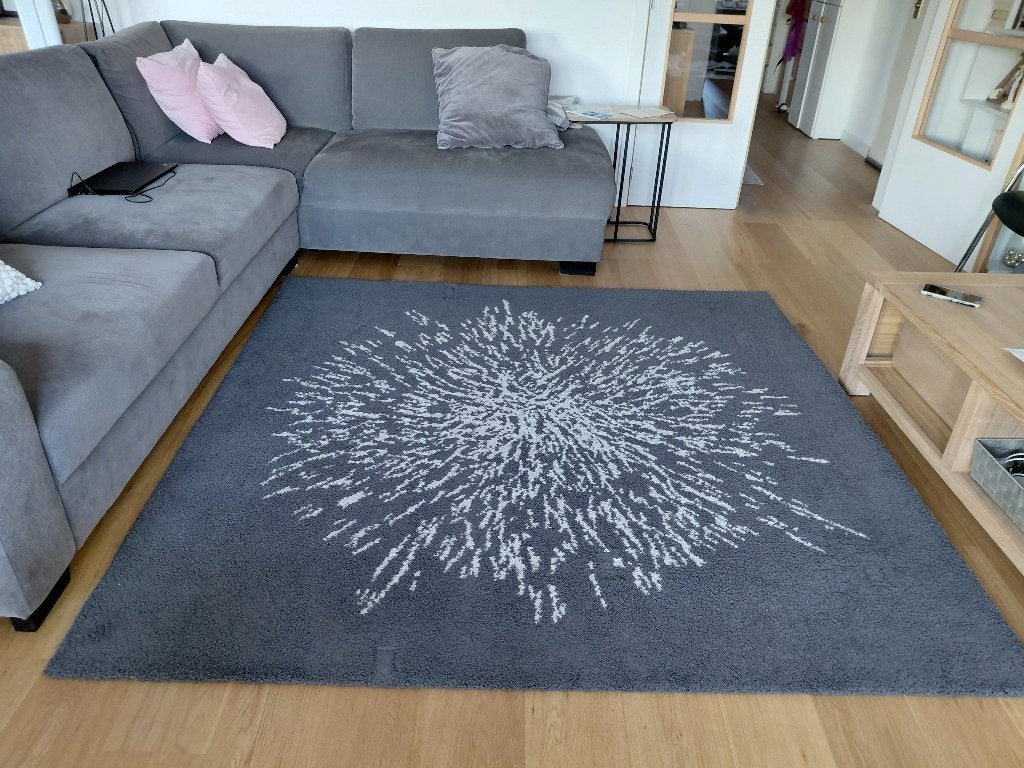 Tapis IKEA Sandrum 200x200cm comme neuf, Maison & Meubles, Enlèvement, Comme neuf, Gris