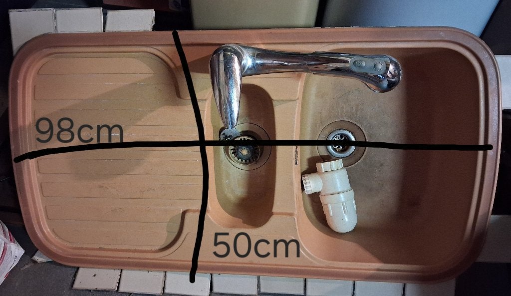 Evier + robinet douchette, Maison & Meubles, Moins de 25 cm, Brun, Enlèvement, Utilisé