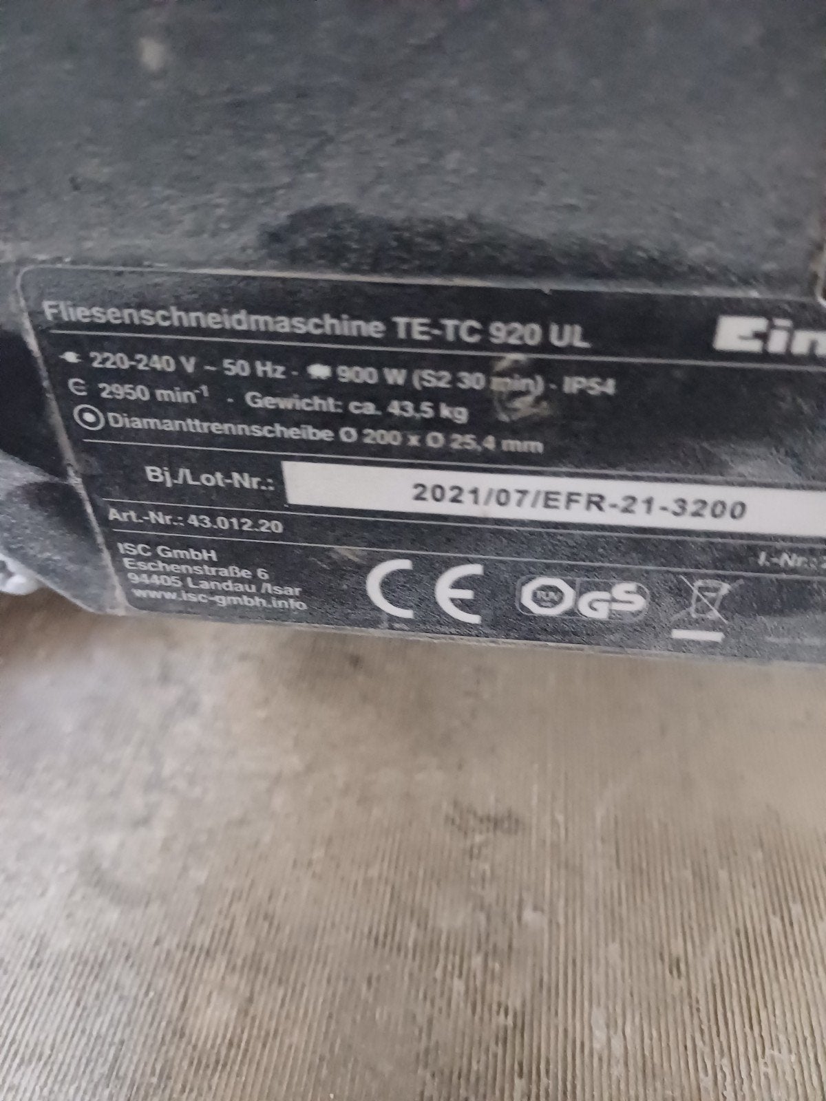 scie pour carrelage, Enlèvement, Utilisé