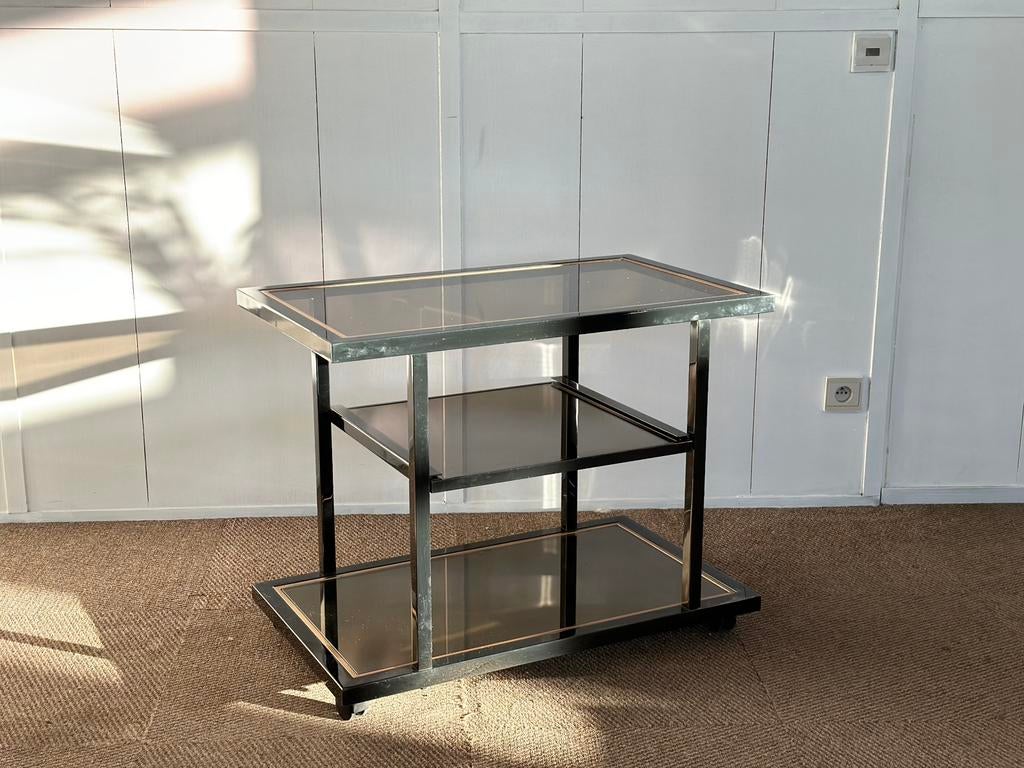 Fedam bartrolley 1980s, Maison & Meubles, Tables | Dessertes, Comme neuf, Rond, Verre, Enlèvement