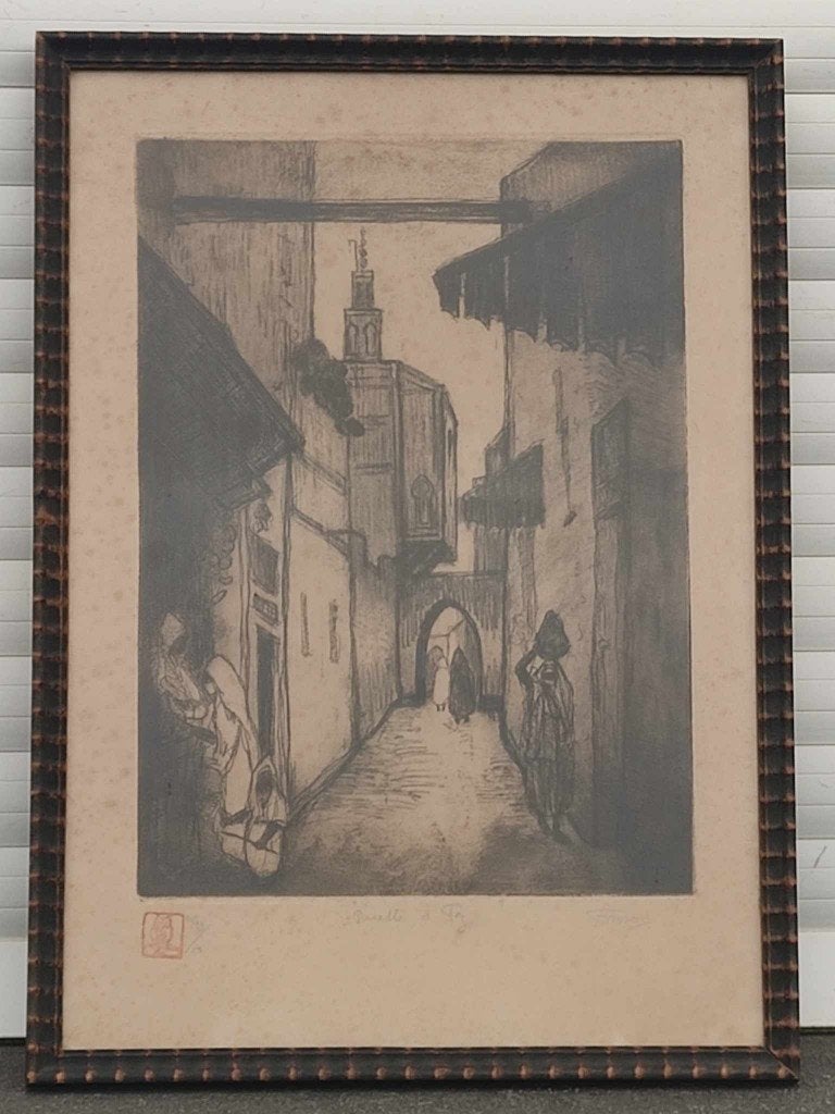Gravure ruelle signe Jehan frison, Antiek en Kunst, Kunst | Etsen en Gravures, Ophalen of Verzenden, Gravure